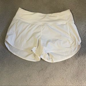White lululemon speed up shorts